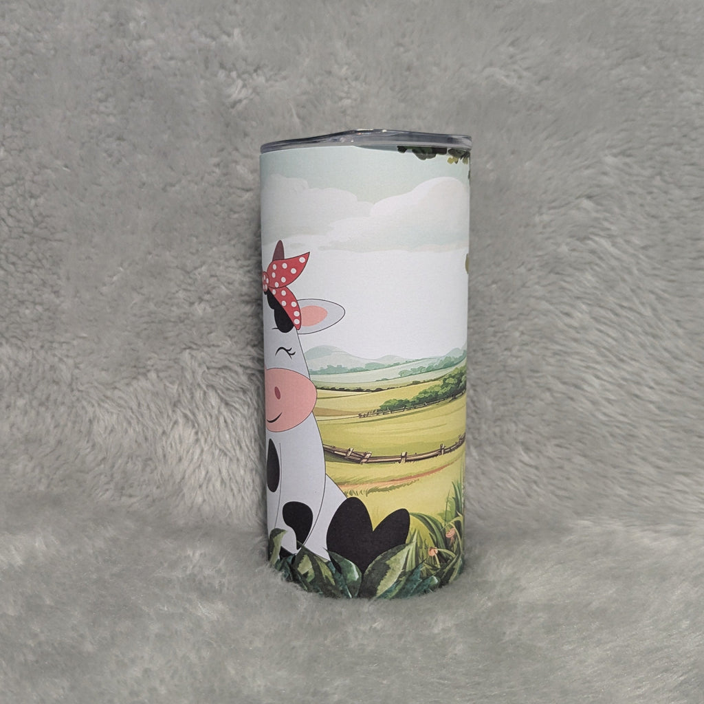 Kids Cow Tumbler 15oz With Reusable Straw, Can Be Personalized