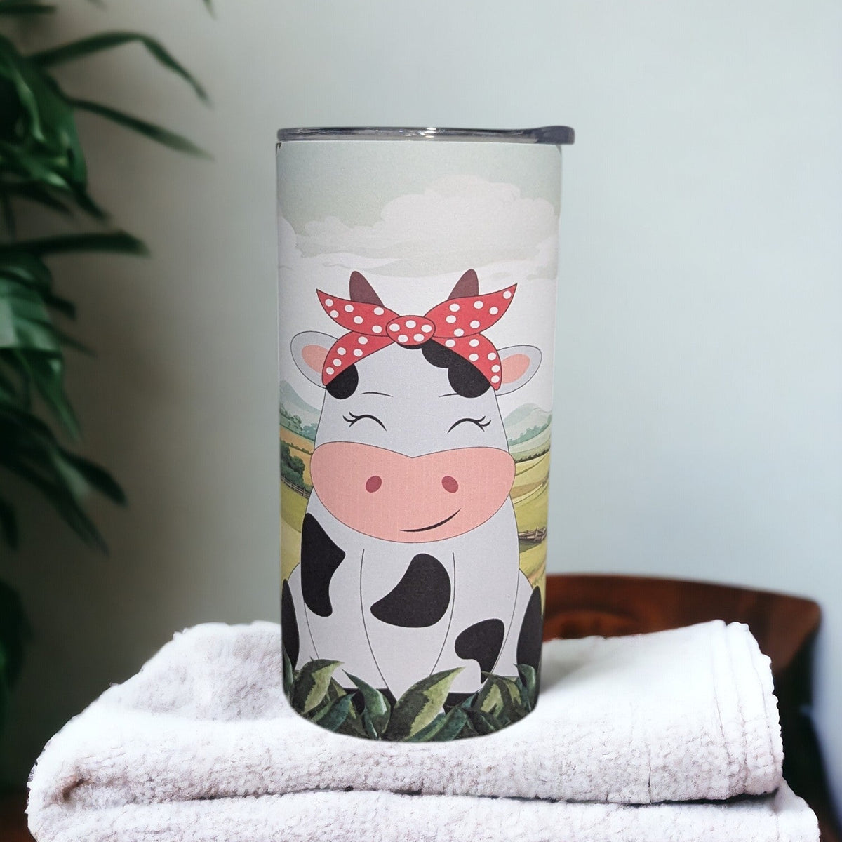 Kids Cow Tumbler 15oz With Reusable Straw, Can Be Personalized