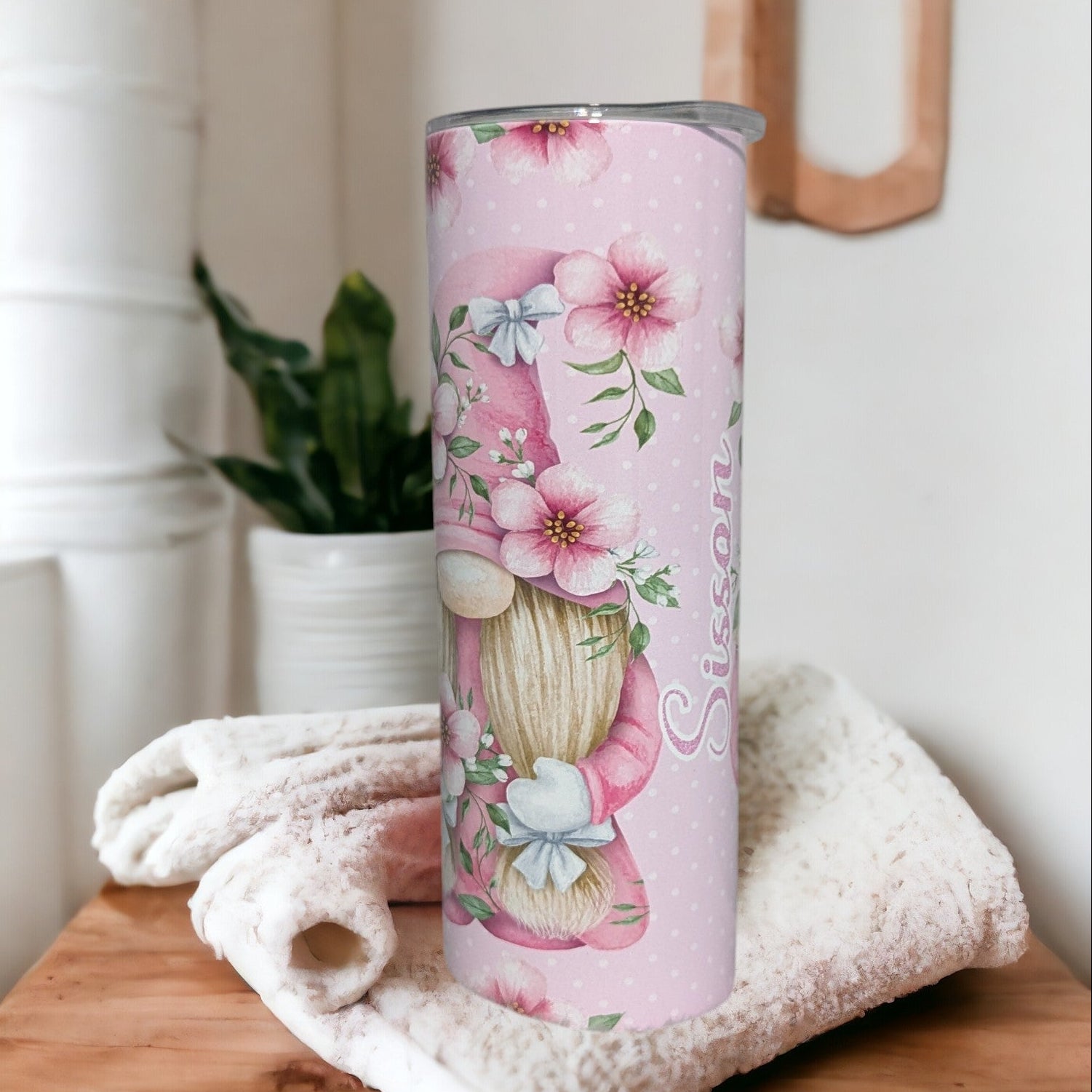 Gnome Tumbler 20oz With Reusable Straw, Can Be Personalized