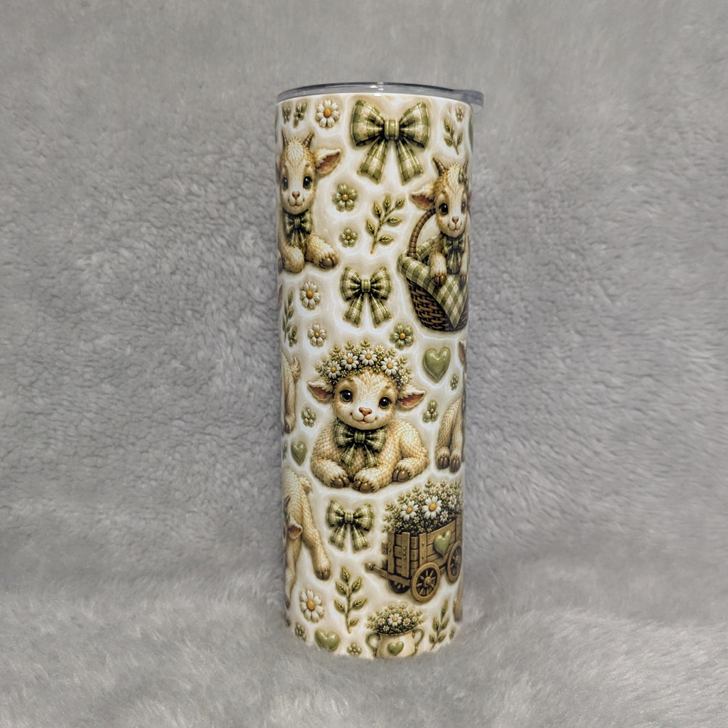 Baby Goat Tumbler 20oz - 3D Design with Reusable Straw