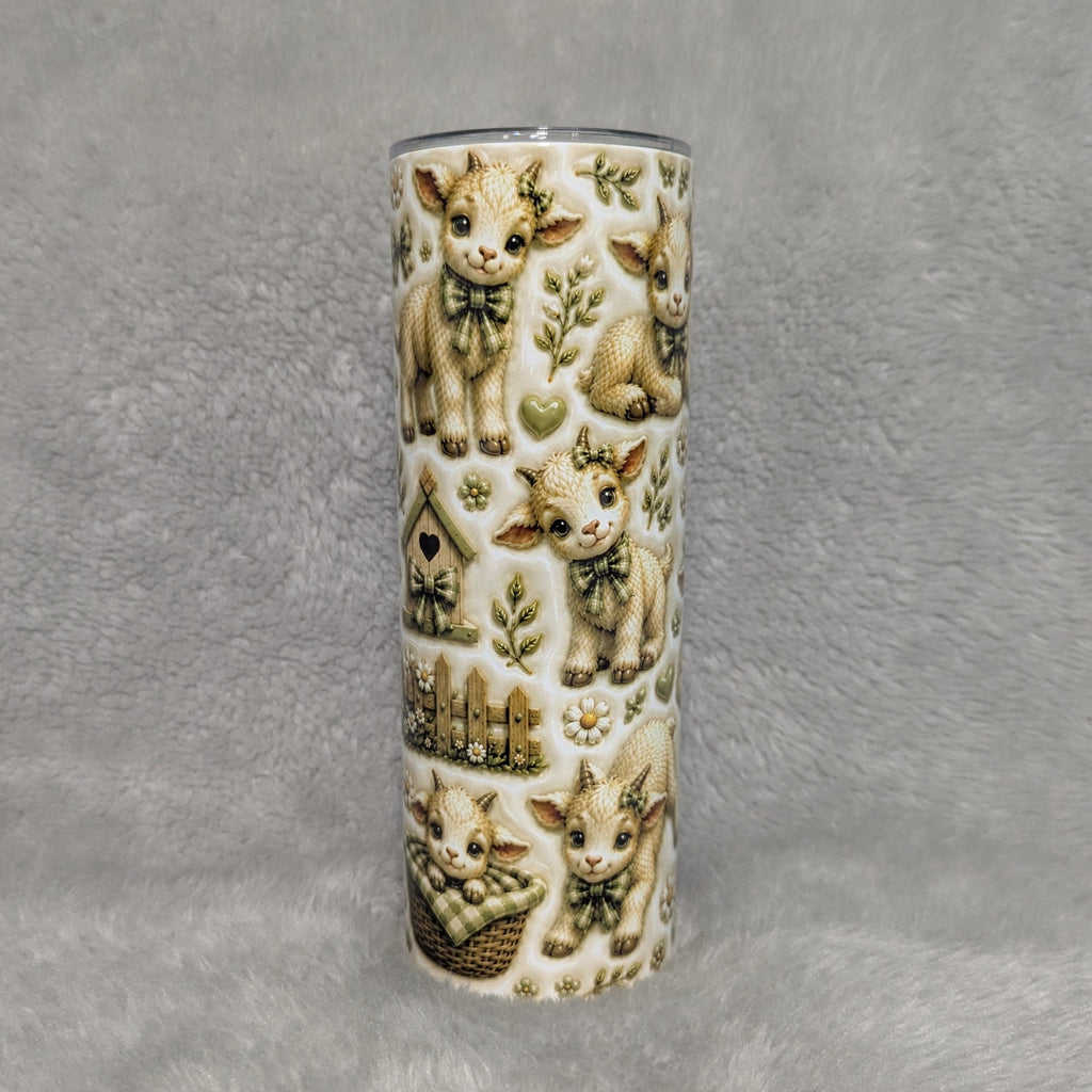 Baby Goat Tumbler 20oz - 3D Design with Reusable Straw