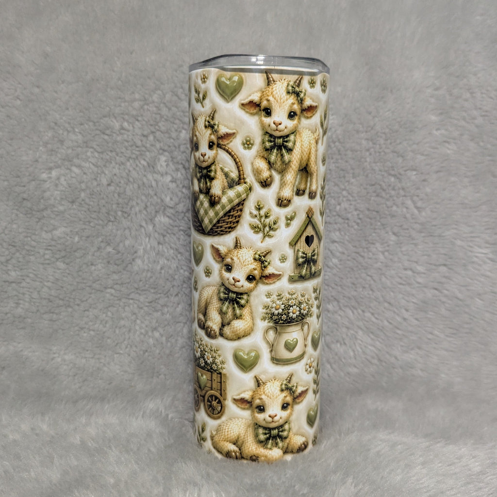 Baby Goat Tumbler 20oz - 3D Design with Reusable Straw