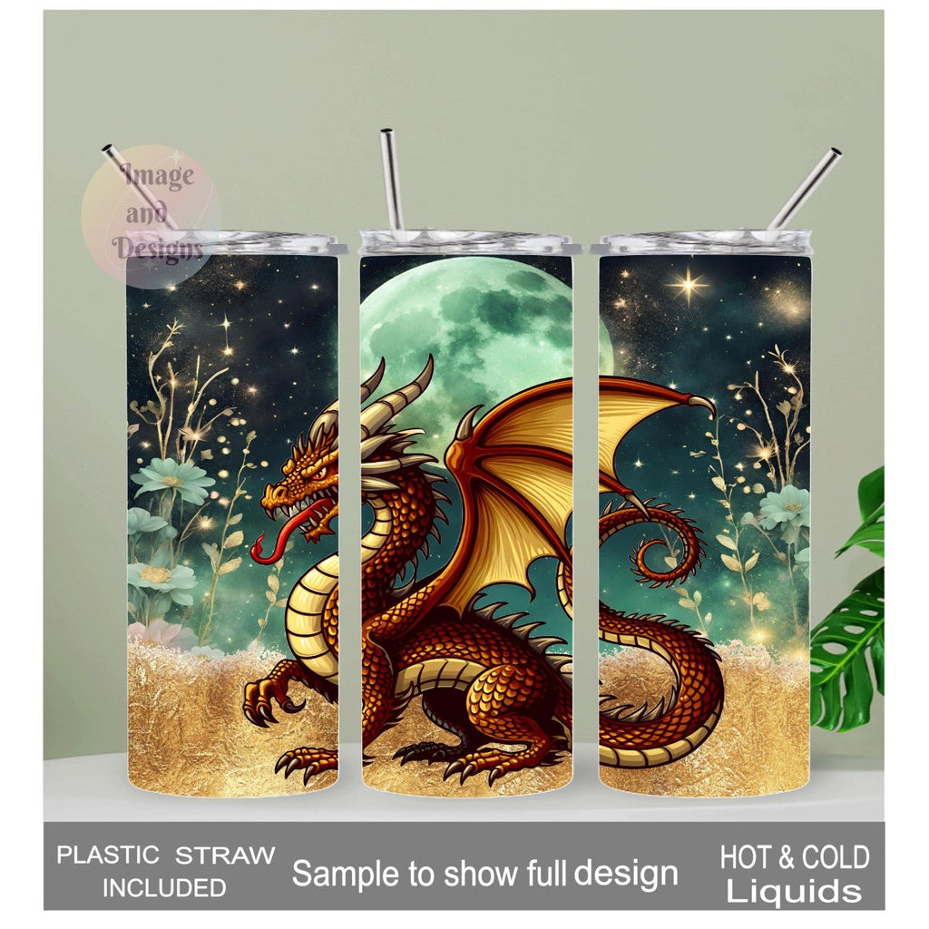 Dragon Tumbler 20oz With Reusable Straw, Can Be Personalized