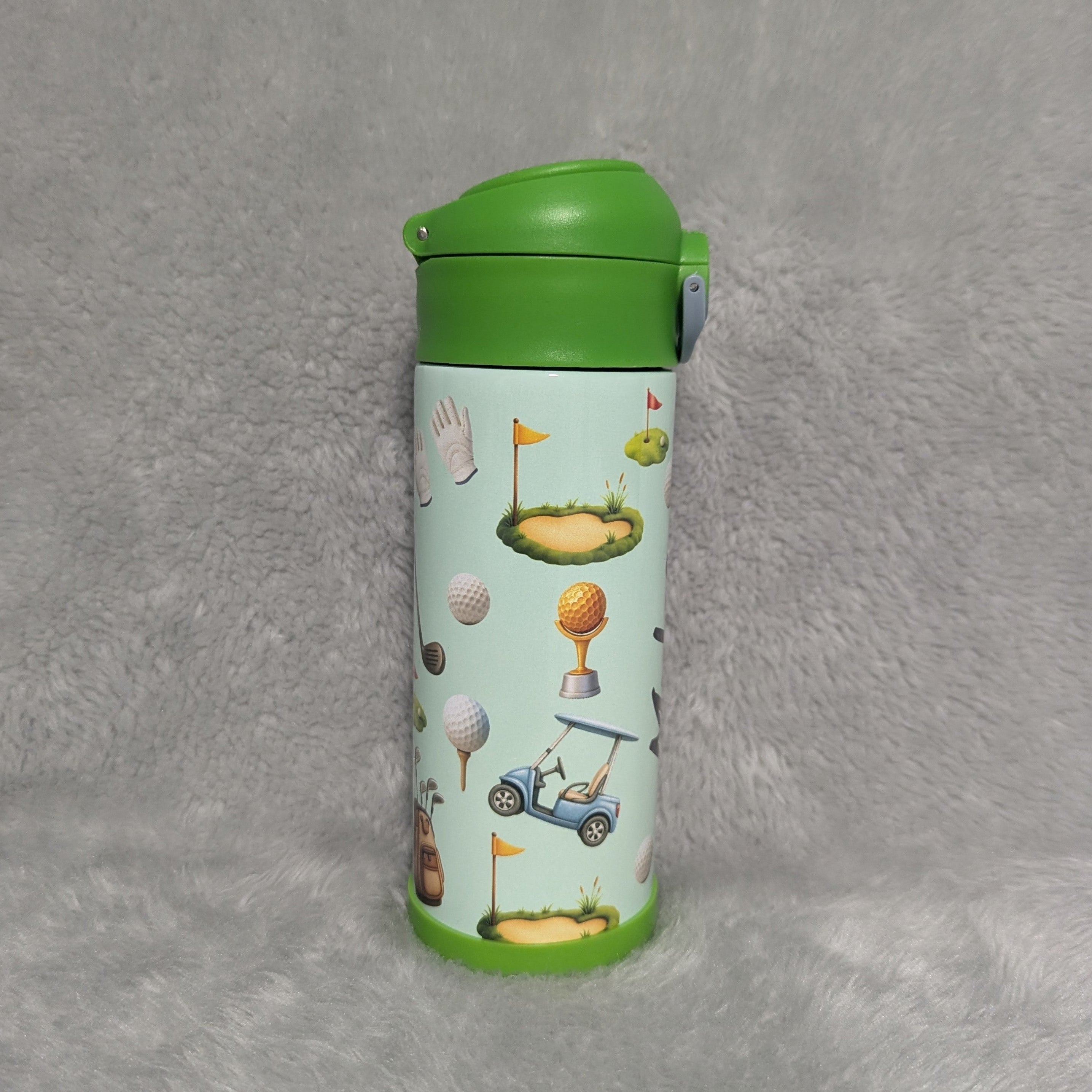 Kids Golf Water Bottle 12oz With Reusable Straw, Can Be Personalized