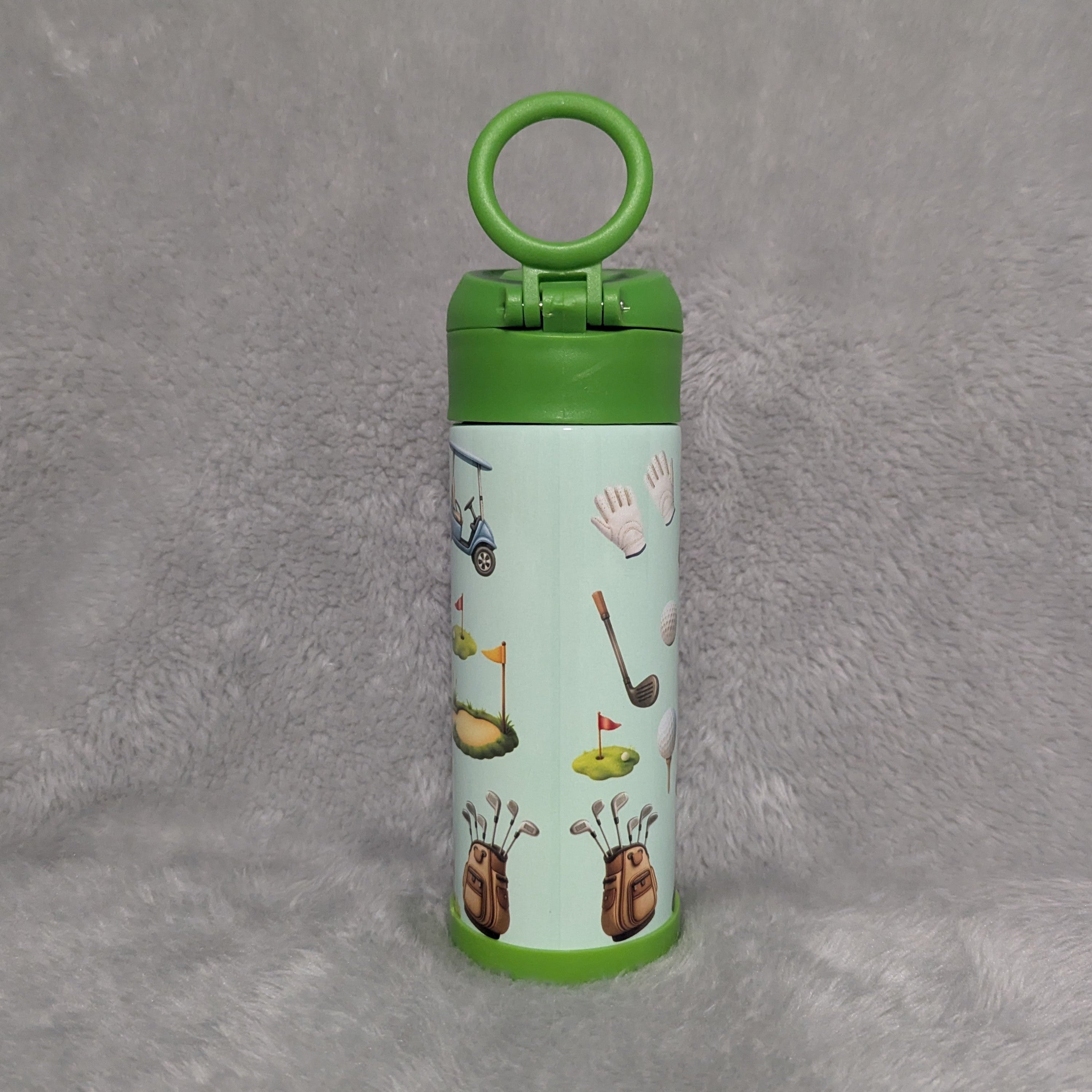 Kids Golf Water Bottle 12oz With Reusable Straw, Can Be Personalized