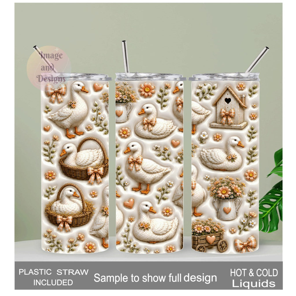 Goose Tumbler 20oz With A 3D Design Includes A Reusable Straw