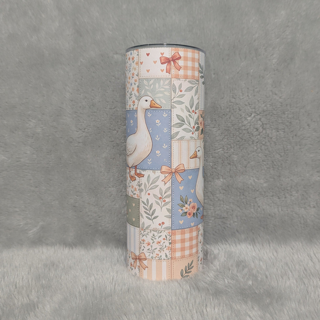 Goose Tumbler With A Patchwork Design 20oz With Reusable Straw
