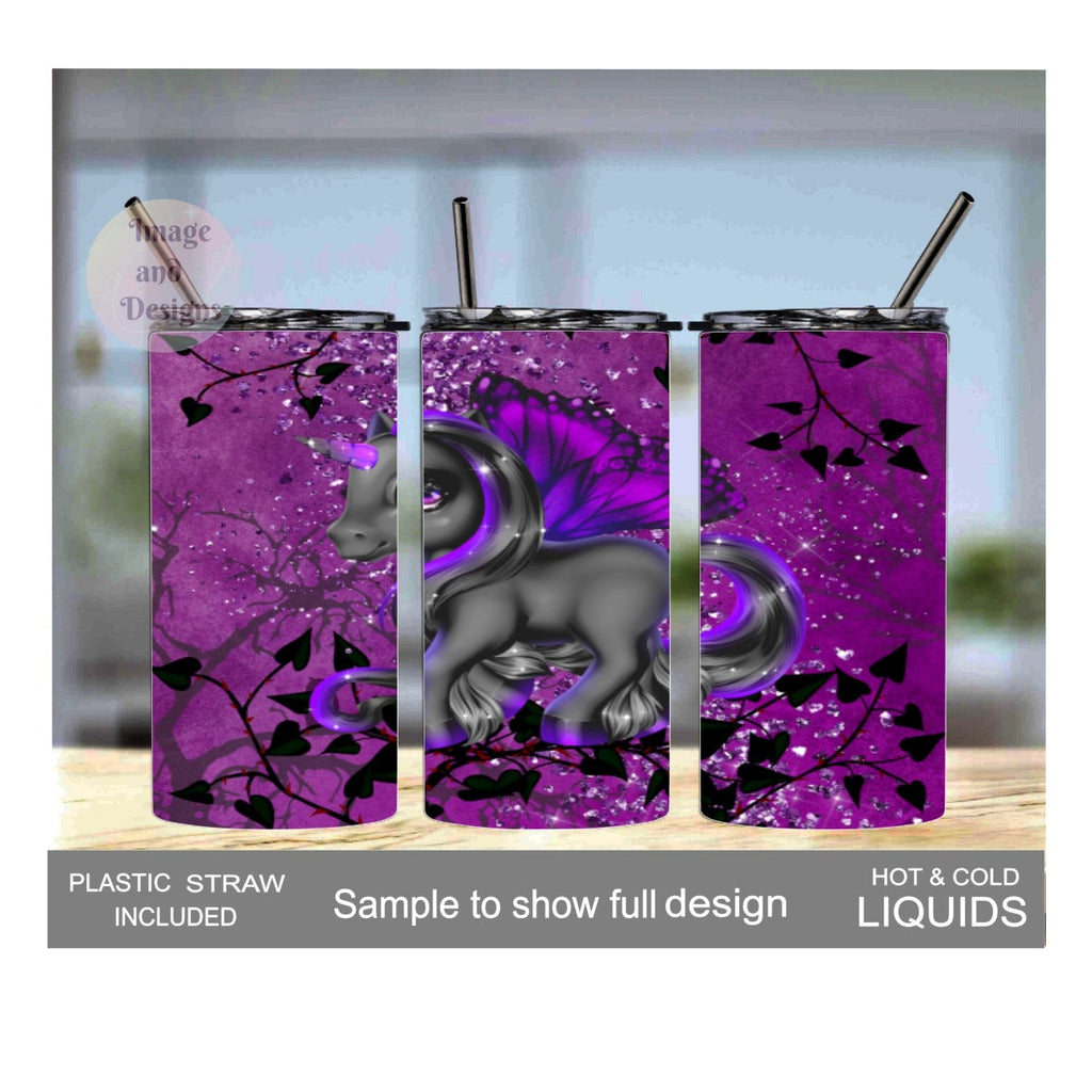 Kids Unicorn Tumbler 15oz With Reusable Straw, Can Be Personalized