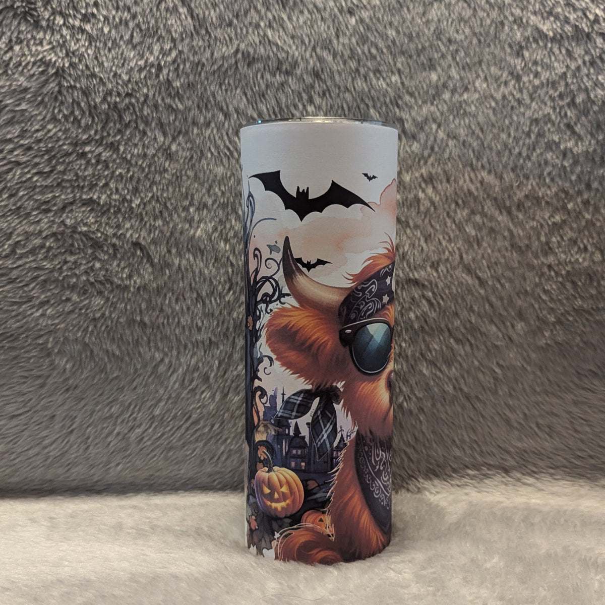 Halloween Highland Cow Tumbler With Reusable Straw, Can be Personalized