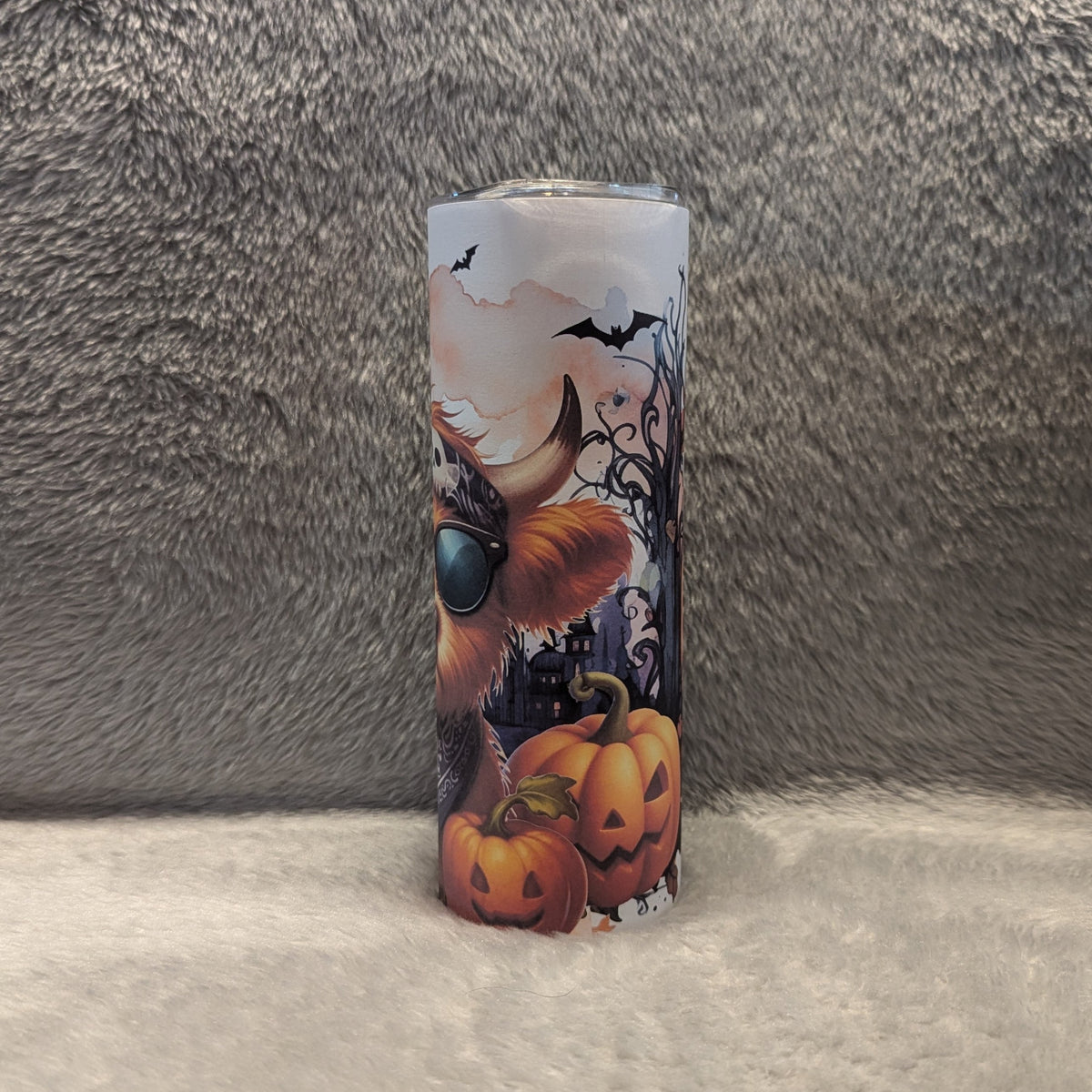 Halloween Highland Cow Tumbler With Reusable Straw, Can be Personalized
