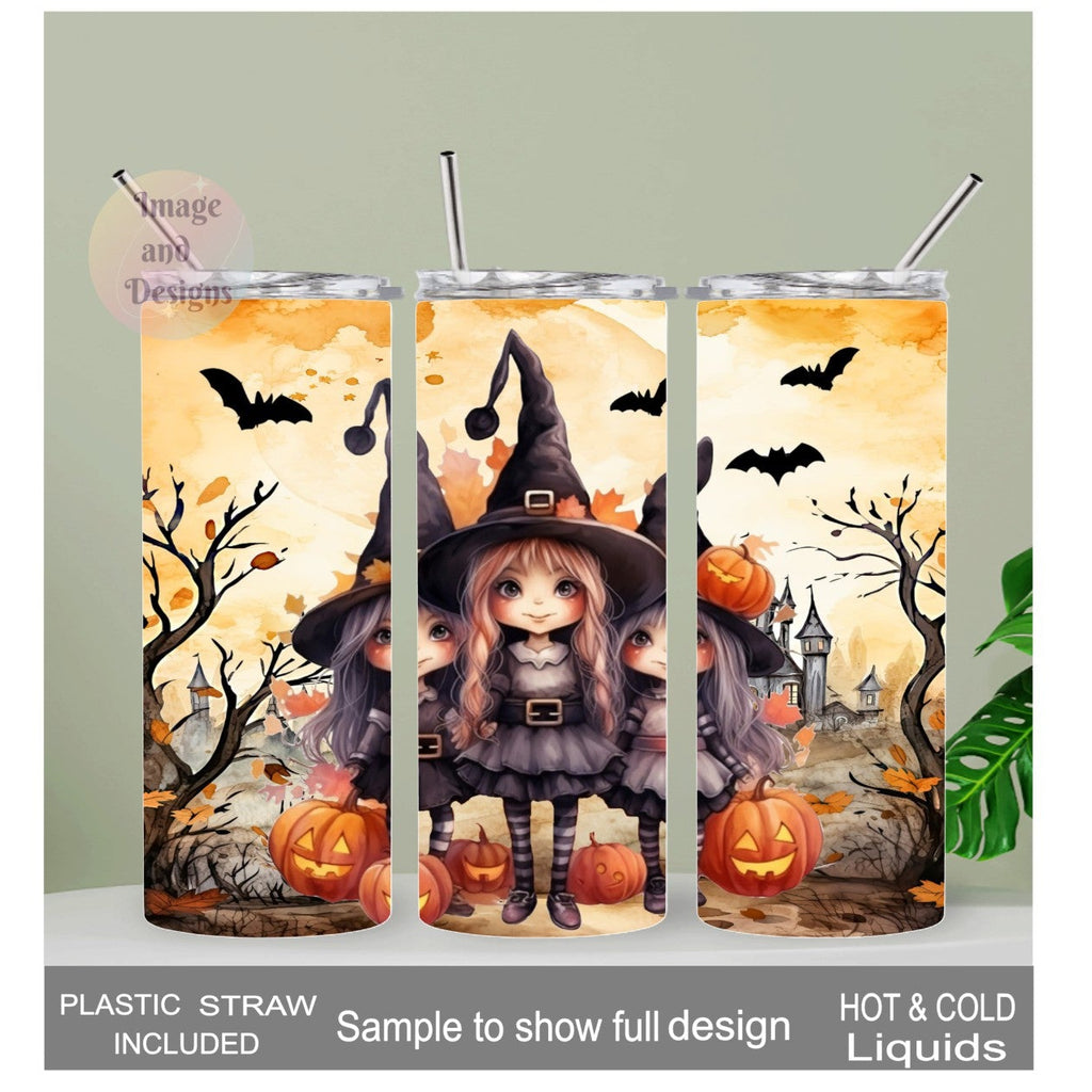 Halloween Witches Tumbler 20oz With Reusable Straw, Can Be Personalized
