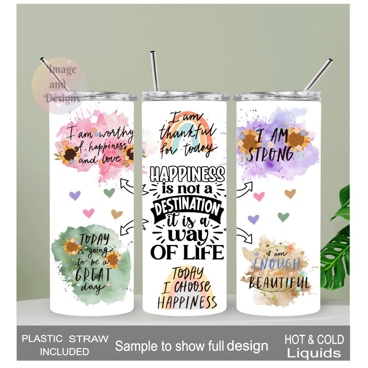 Positive Quotes - Affirmation Tumbler 20oz With Reusable Straw