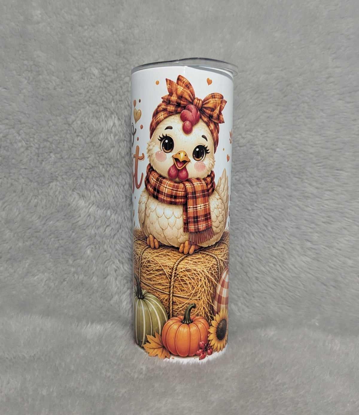 Hello Harvest Fall Chicken Tumbler 20oz with Reusable Straw
