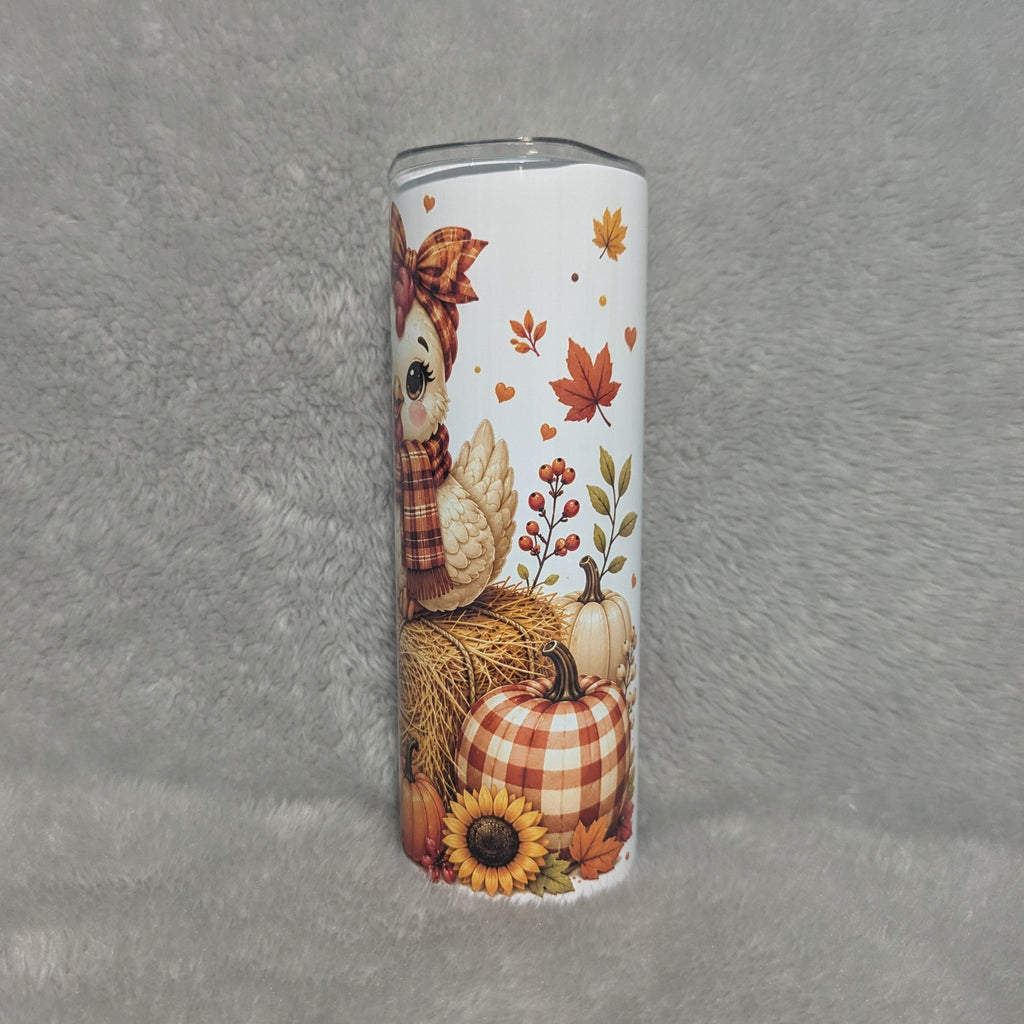Hello Harvest Fall Chicken Tumbler 20oz with Reusable Straw