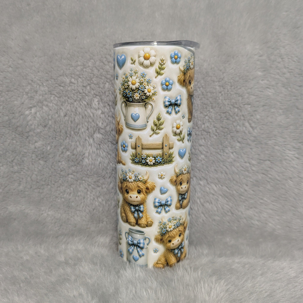 Highland Cow 3D Design Tumbler 20oz with Reusable Straw