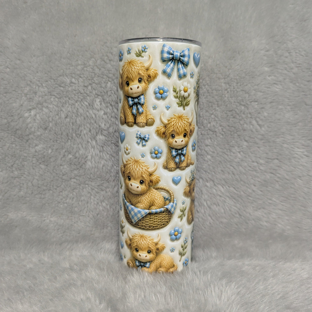 Highland Cow 3D Design Tumbler 20oz with Reusable Straw