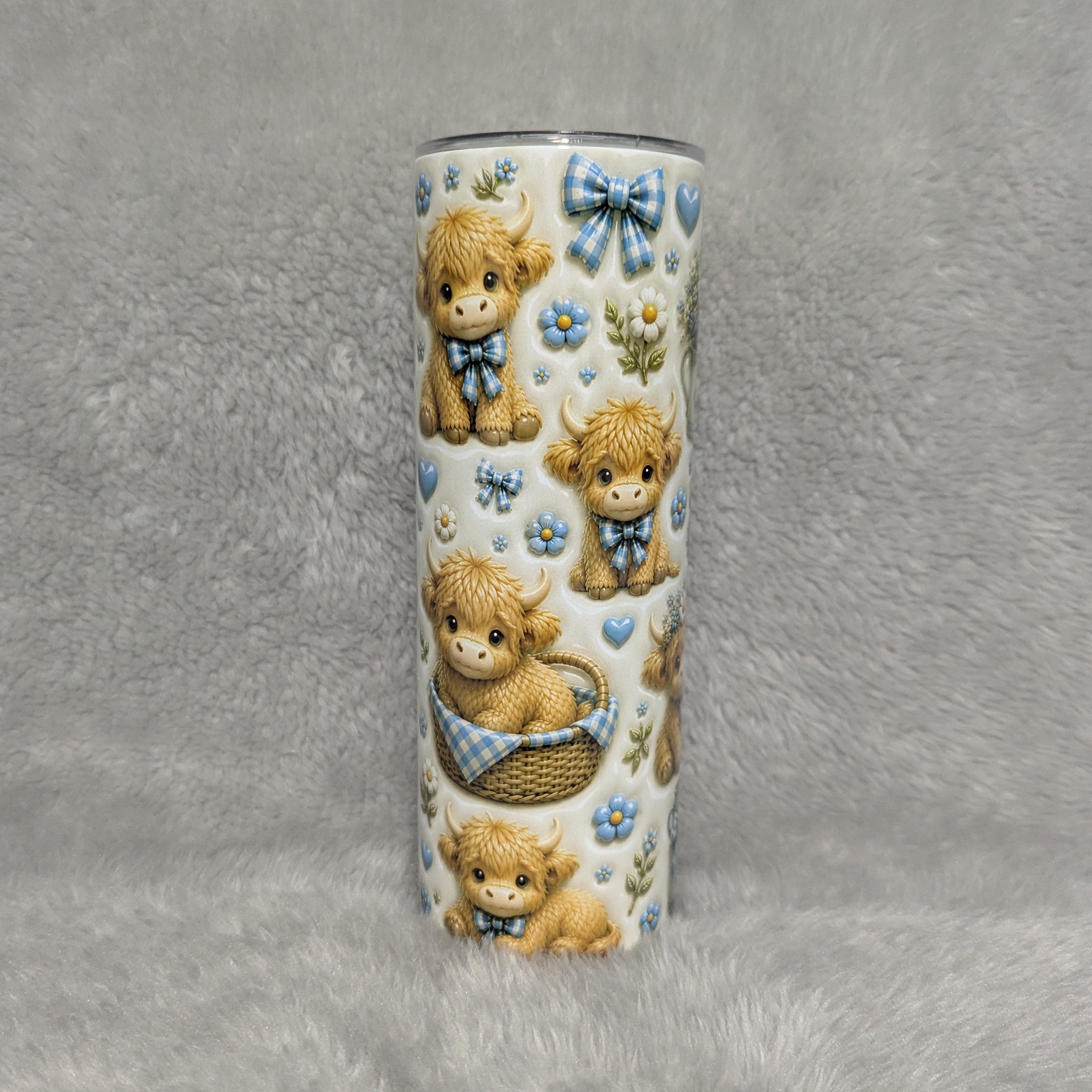 Highland Cow 3D Design Tumbler 20oz with Reusable Straw