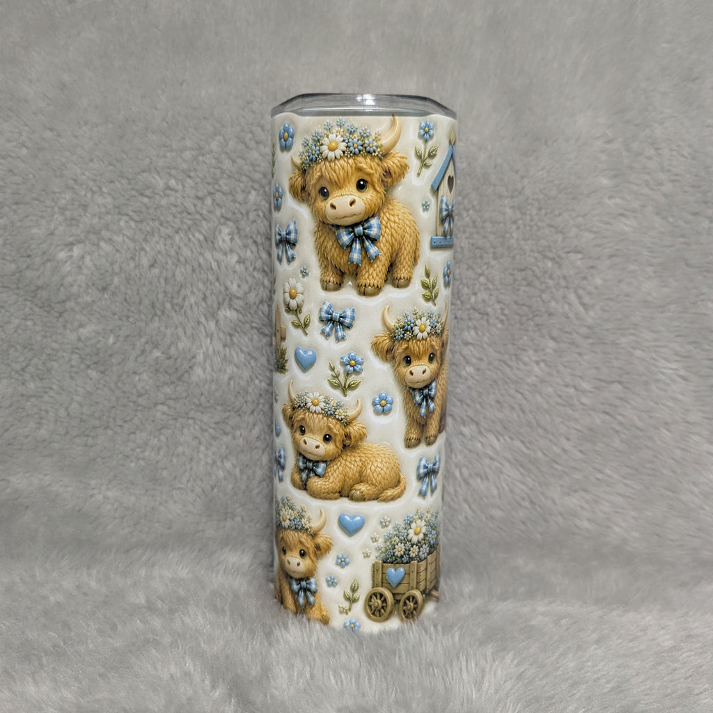 Highland Cow 3D Design Tumbler 20oz with Reusable Straw