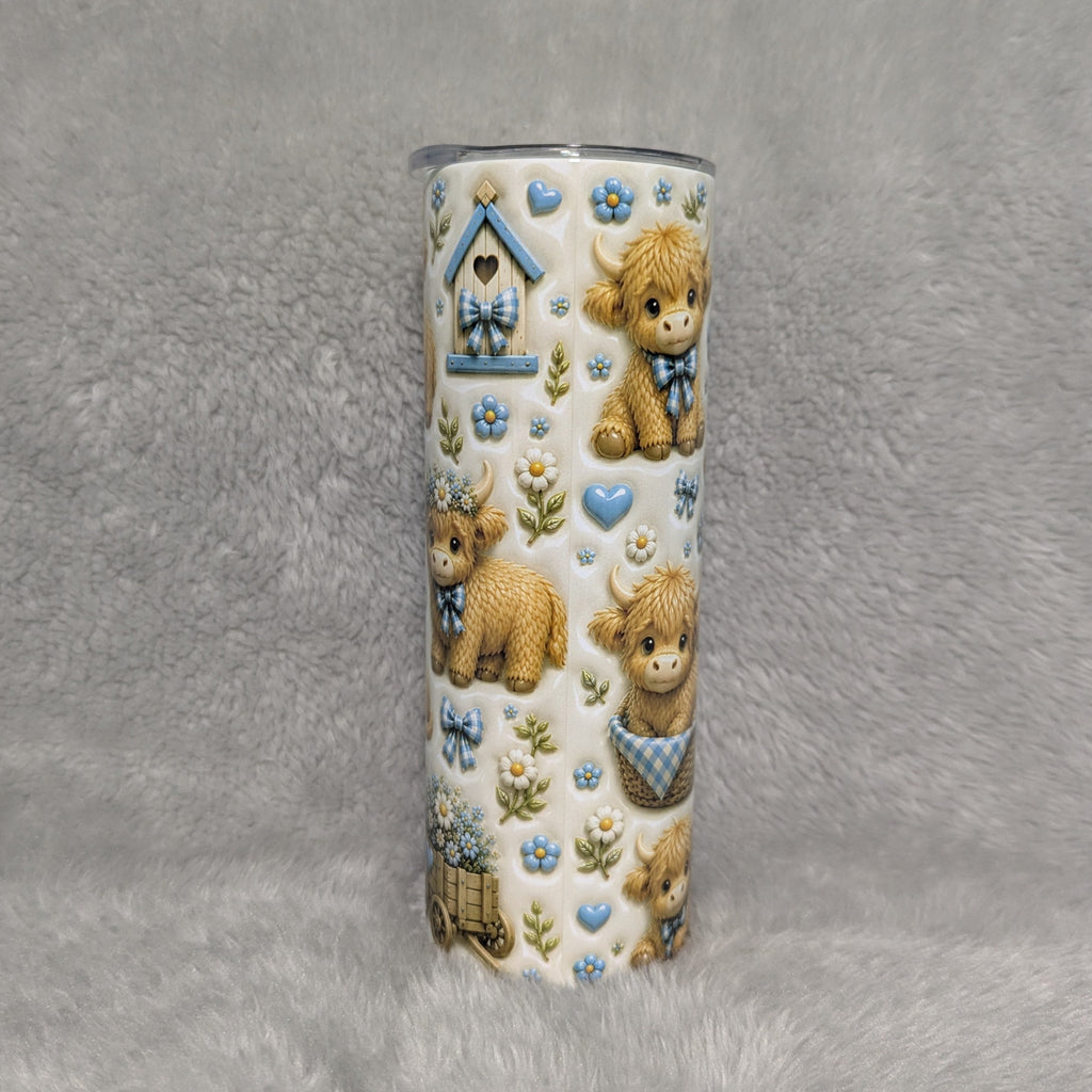 Highland Cow 3D Design Tumbler 20oz with Reusable Straw