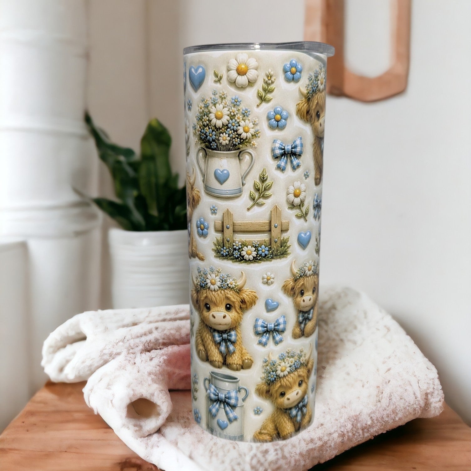 Highland Cow 3D Design Tumbler 20oz with Reusable Straw
