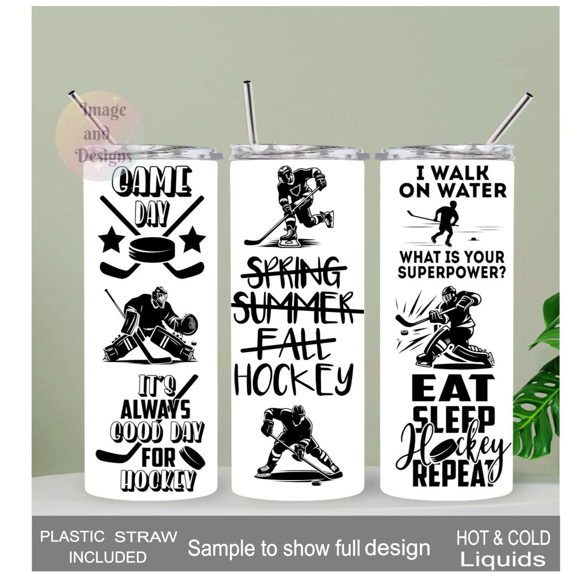 Hockey Tumbler 20oz With Reusable Straw