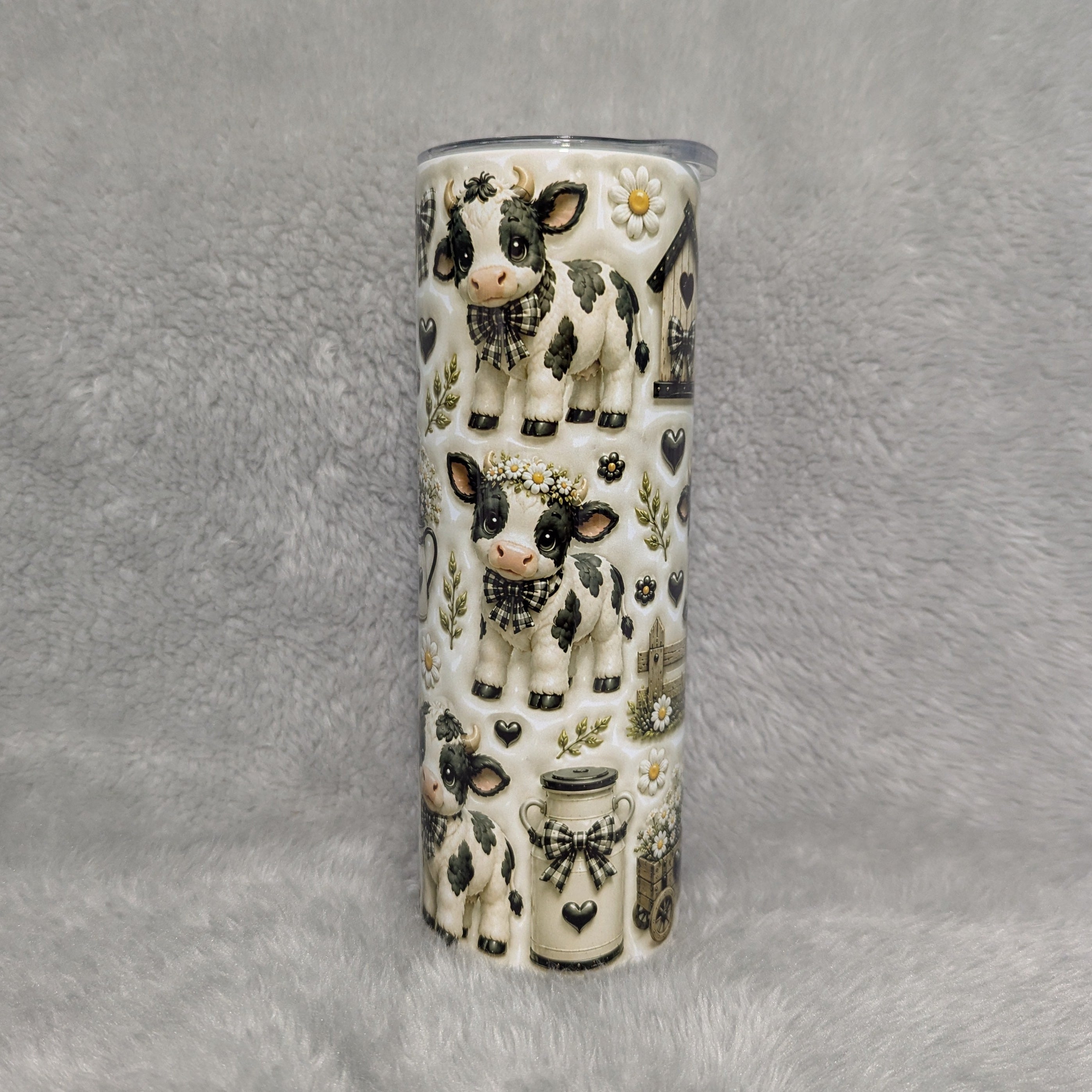 Holstein Calf Tumbler 20oz - 3D Design with Reusable Straw