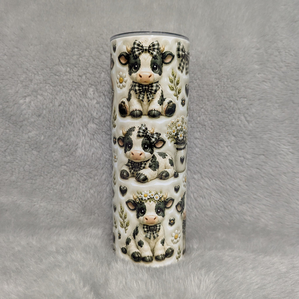 Holstein Calf Tumbler 20oz - 3D Design with Reusable Straw