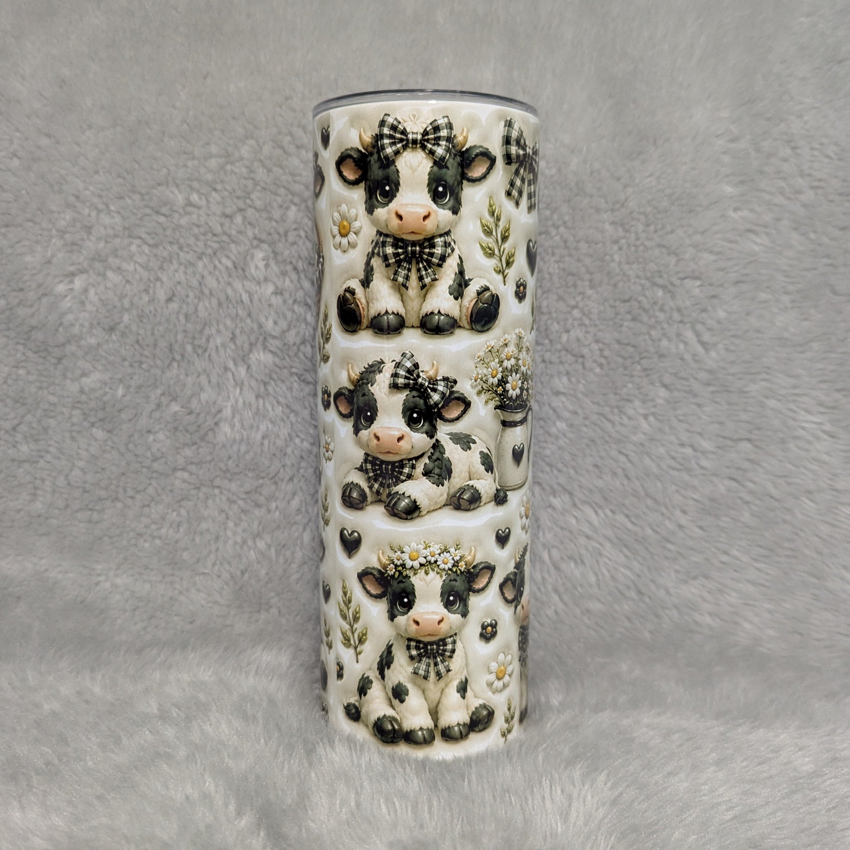 Holstein Calf Tumbler 20oz - 3D Design with Reusable Straw