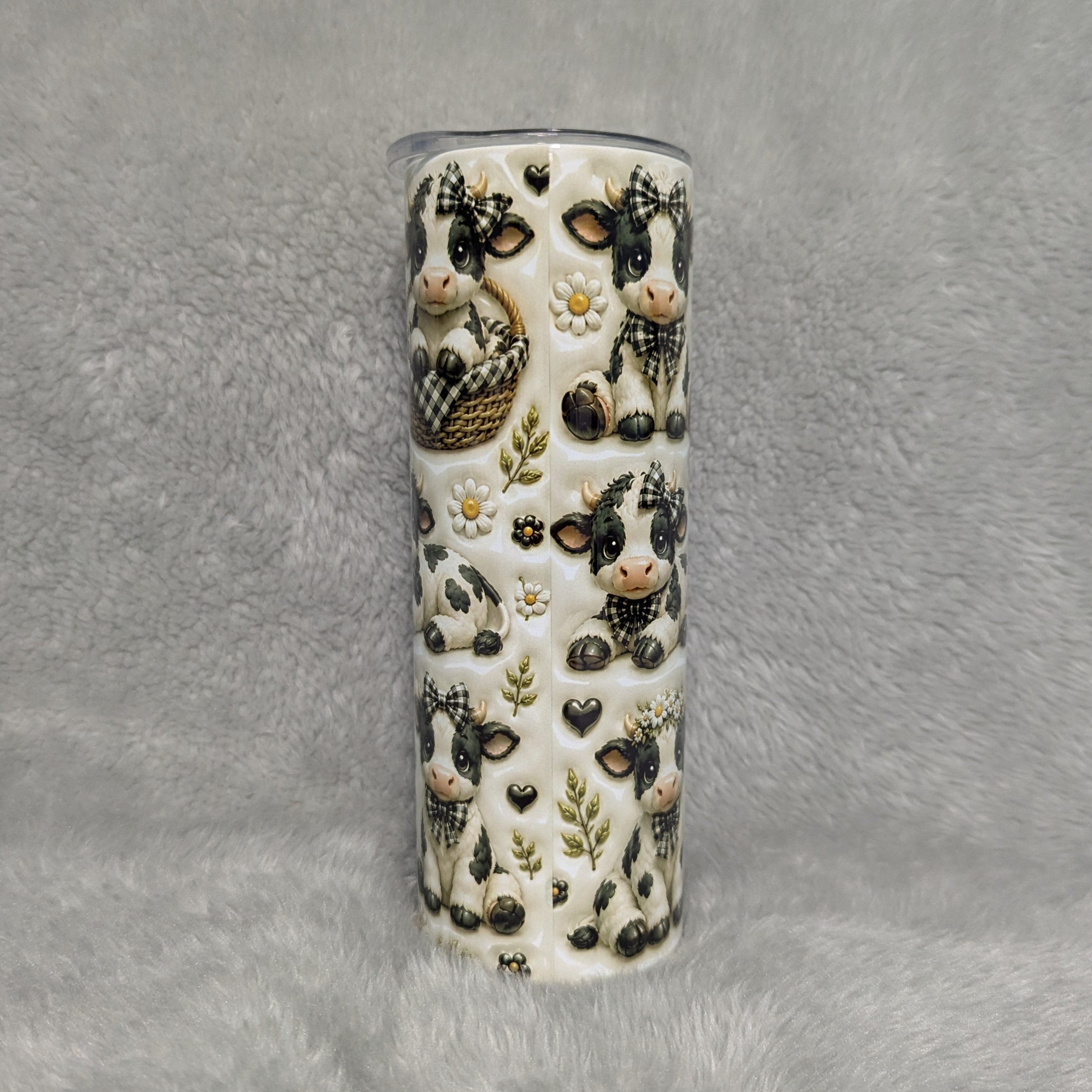 Holstein Calf Tumbler 20oz - 3D Design with Reusable Straw