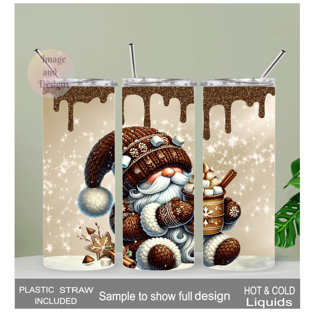 Winter Hot Cocoa Gnome Tumbler 20oz With Reusable Straw, Can Be Personalized