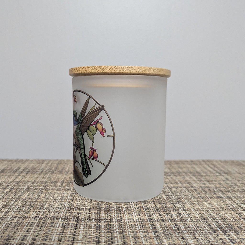 Glass Hummingbird Candle Holder With A Battery Operated Flickering Tea Light