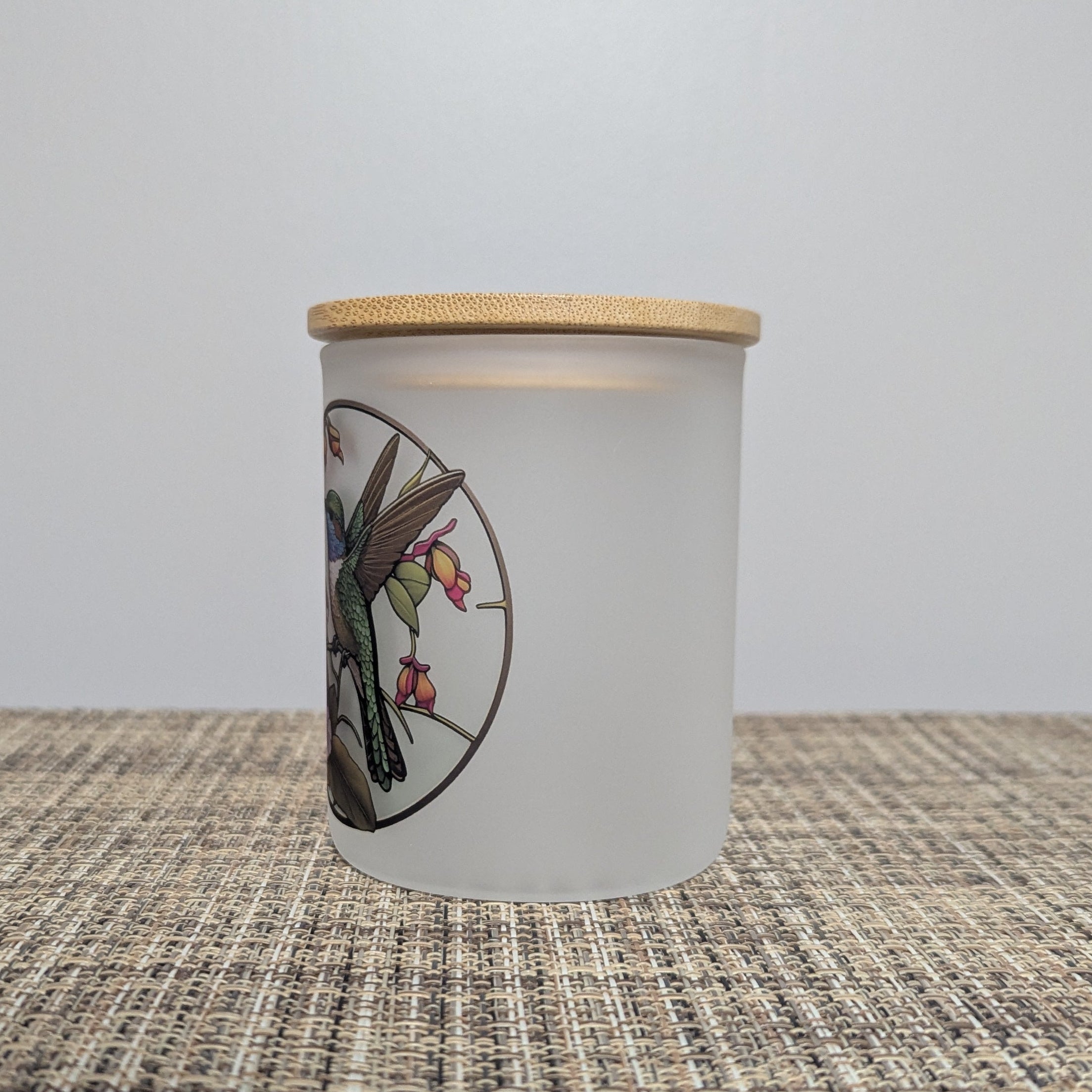 Glass Hummingbird Candle Holder With A Battery Operated Flickering Tea Light