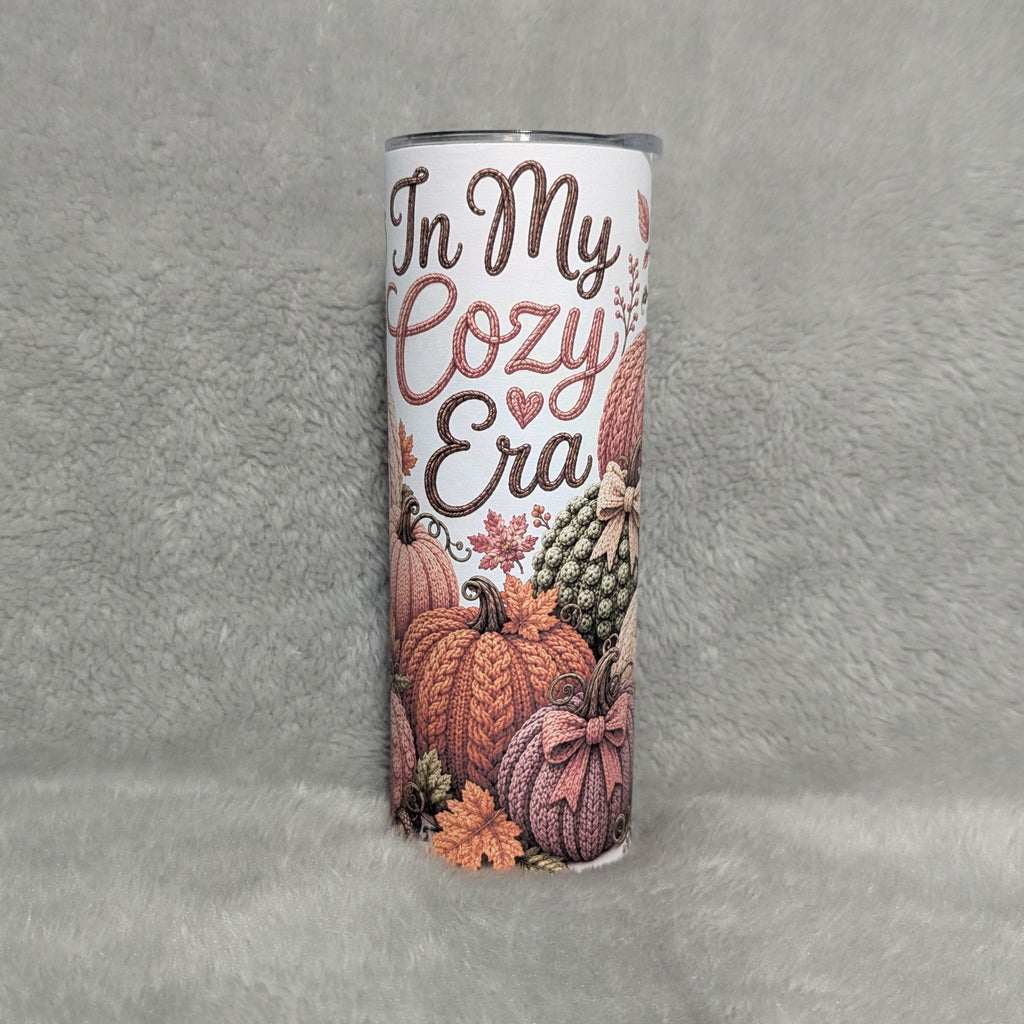 In My Cozy Era Crochet Pumpkin Design Tumbler 20oz With Reusable Straw