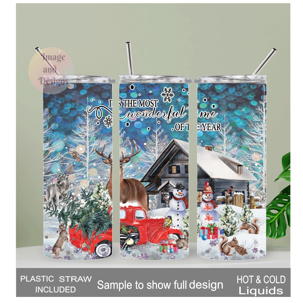 Christmas Winter Wonderland Tumbler 20oz With Reusable Straw, Can Be Personalized