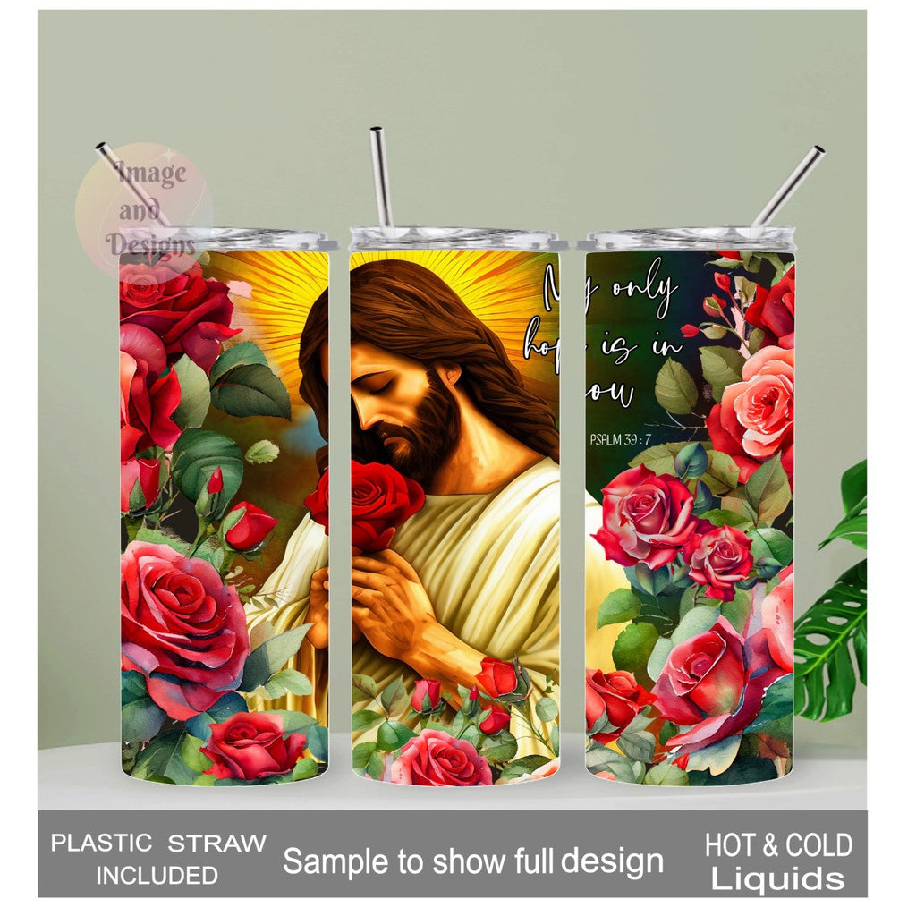 Jesus Tumbler With The Bible Verse Psalm 30:7 - 20oz With Reusable Straw