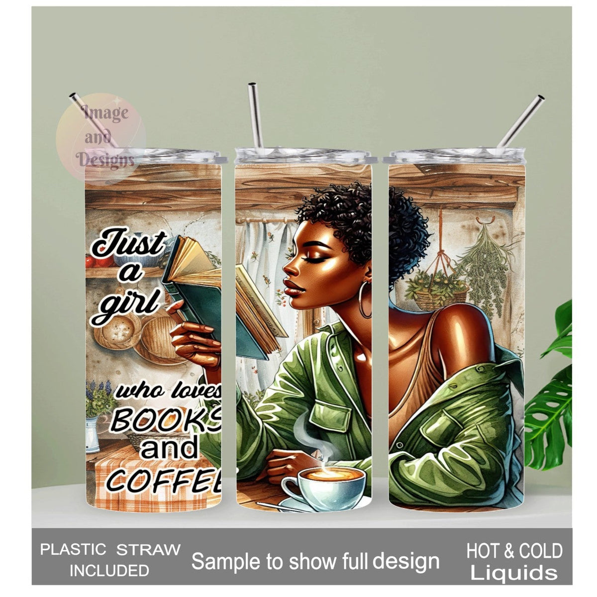Just A Girl Who Loves Books and Coffee Tumbler 20oz With Reusable Straw