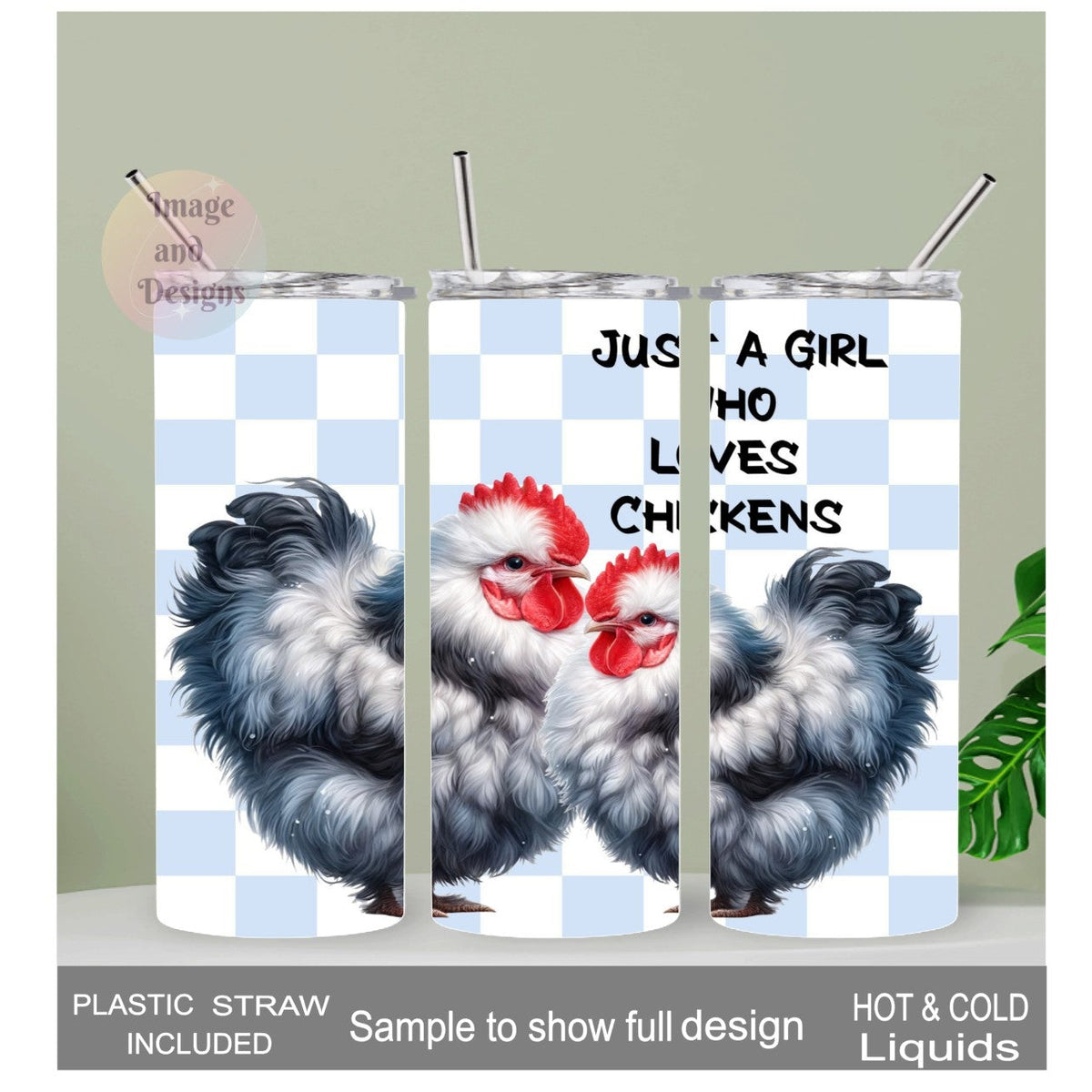 Just A Girl Who Loves Chickens Tumbler 20oz With Reusable Straw, Can Be Personalized