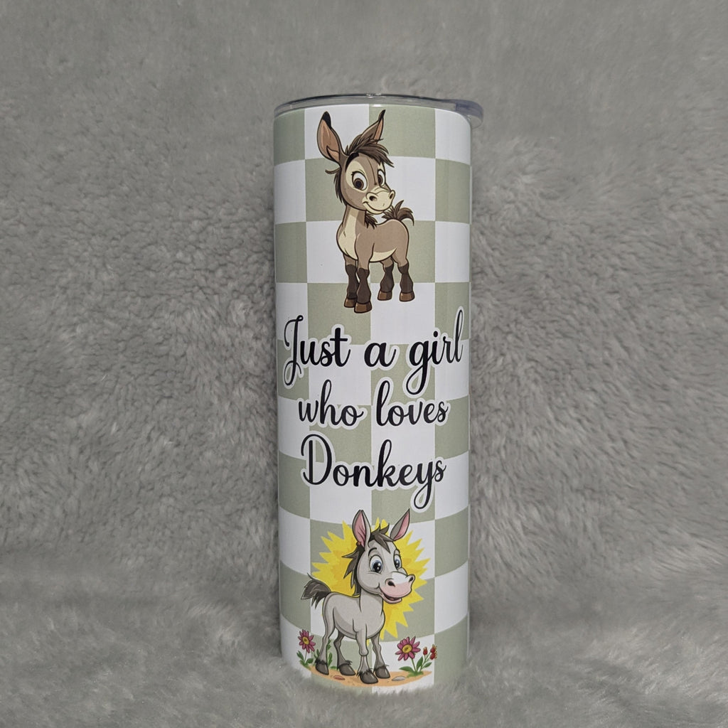Just A Girl Who Loves Donkeys Tumbler 20oz With Reusable Straw