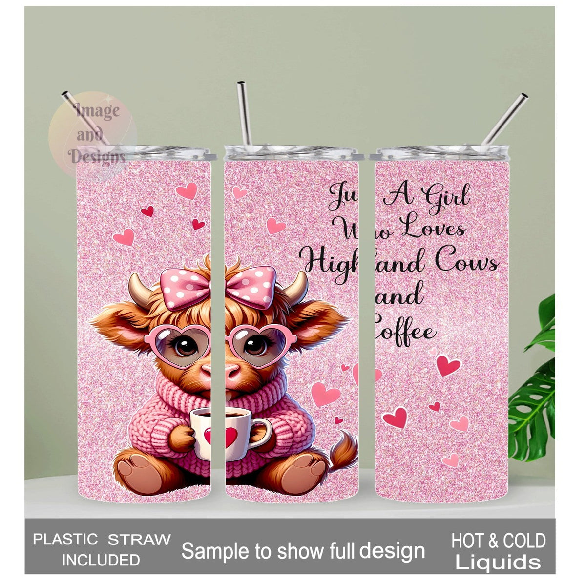 Just A Girl Who Loves Highland Cows and Coffee Tumbler 20oz With Reusable Straw, Can Be Personalized
