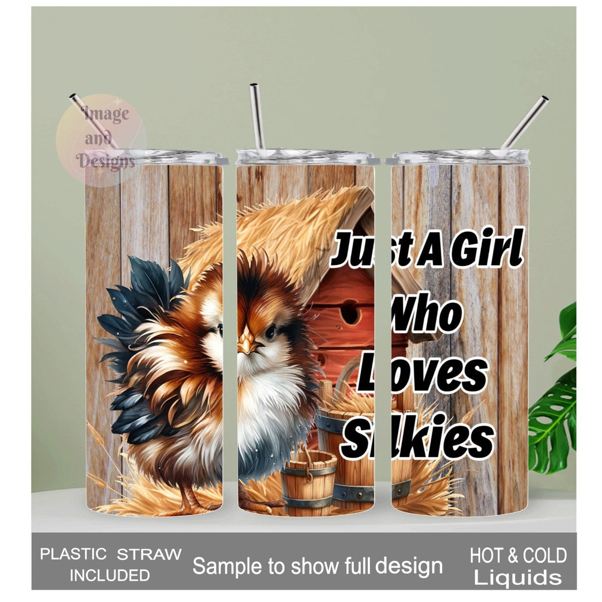 Just A Girl Who Loves Silkies Chicken Tumbler  20oz With Reusable Straw, Can Be Personalized