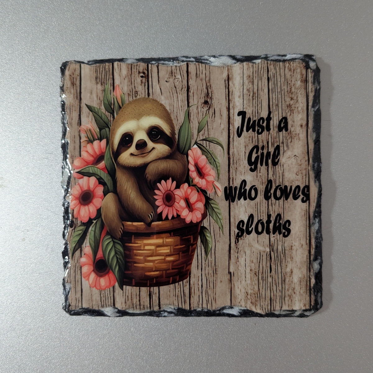 Just A Girl Who Loves Sloths Slate Picture with Display Legs