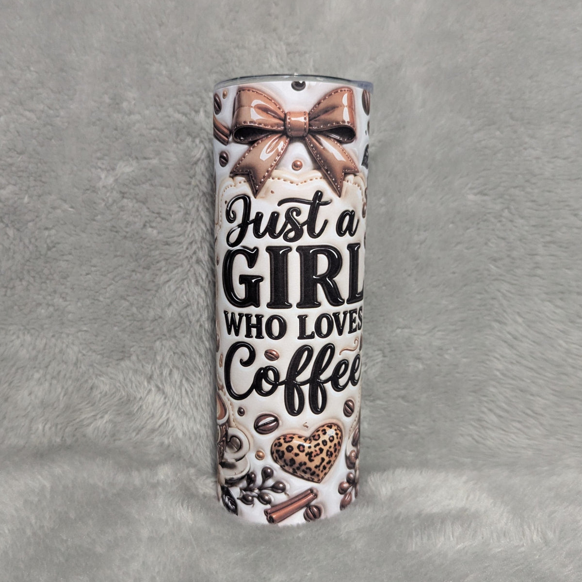 Just A Girl Who Loves Coffee 3D Design Tumbler 20oz With A Reusable Straw