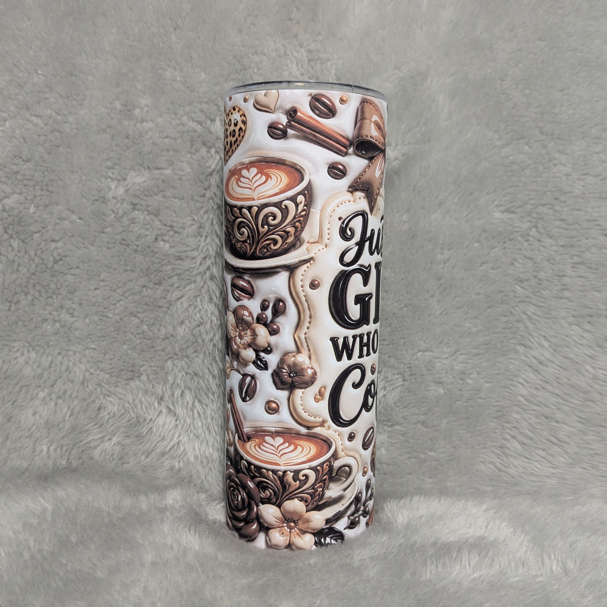 Just A Girl Who Loves Coffee 3D Design Tumbler 20oz With A Reusable Straw