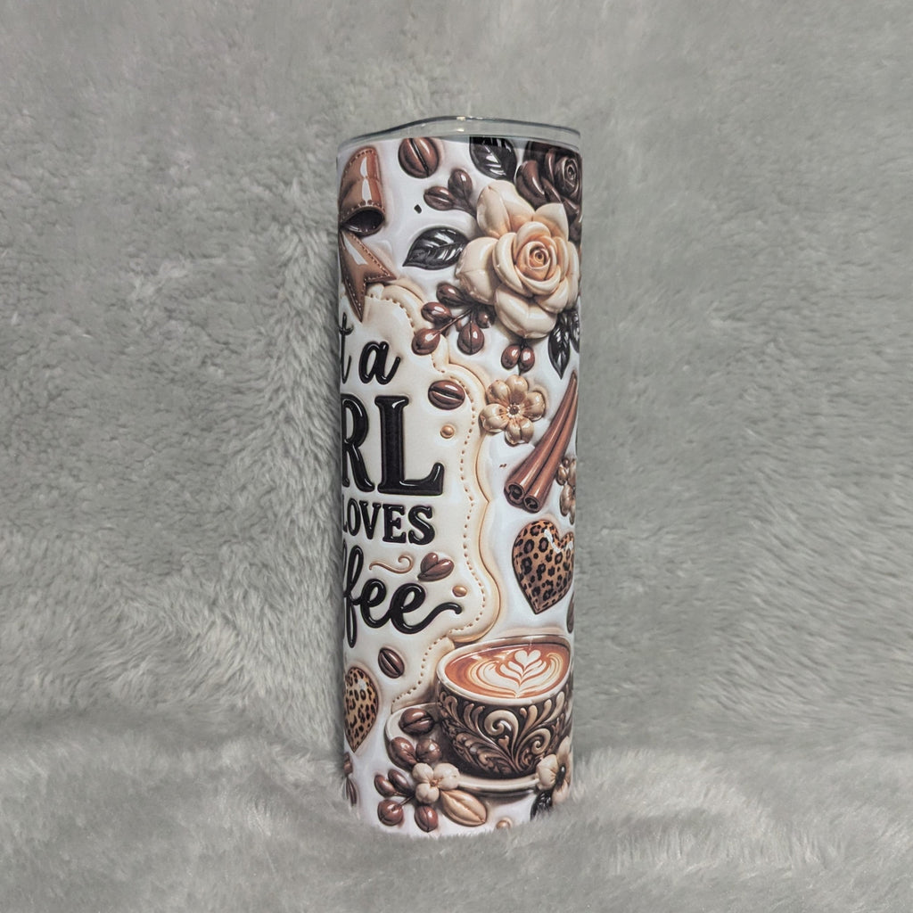 Just A Girl Who Loves Coffee 3D Design Tumbler 20oz With A Reusable Straw