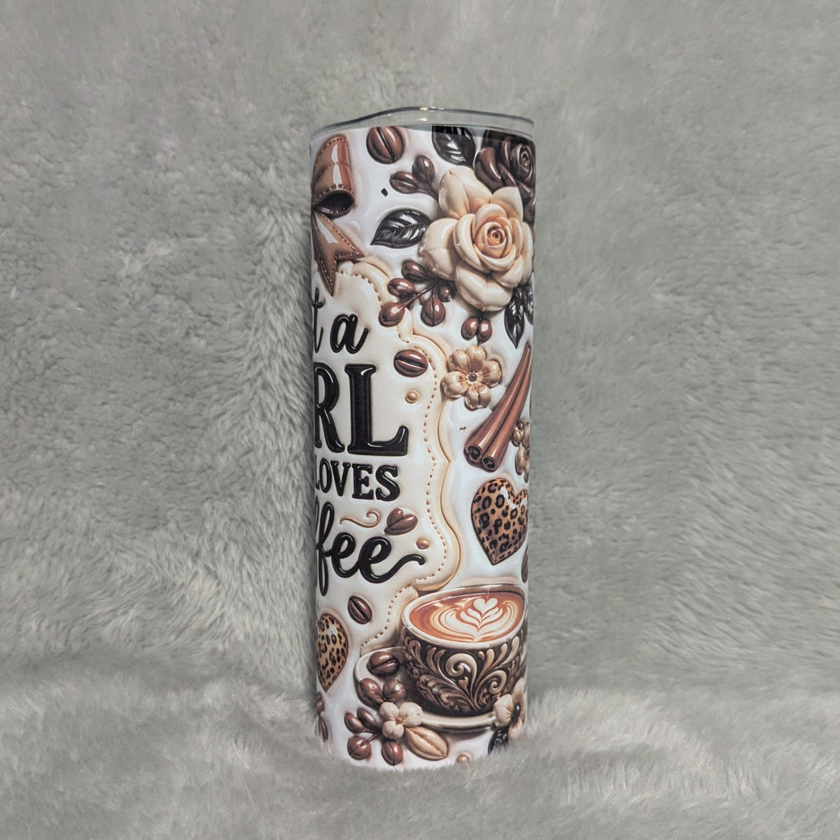 Just A Girl Who Loves Coffee 3D Design Tumbler 20oz With A Reusable Straw