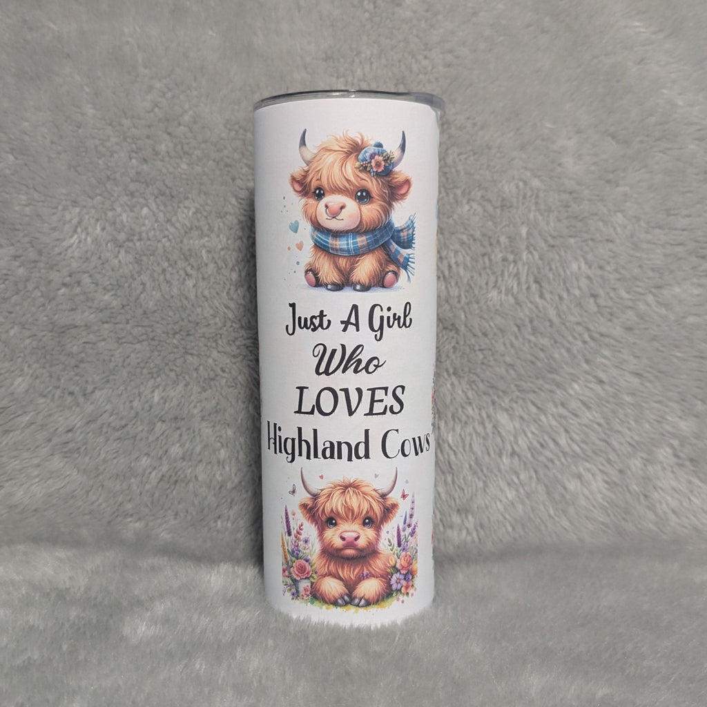 Just A Girl Who Loves Highland Cows 20oz Tumbler With Reusable Straw