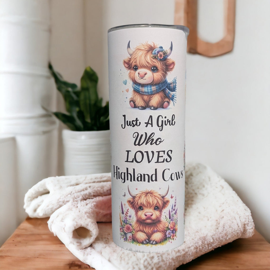 Just A Girl Who Loves Highland Cows 20oz Tumbler With Reusable Straw