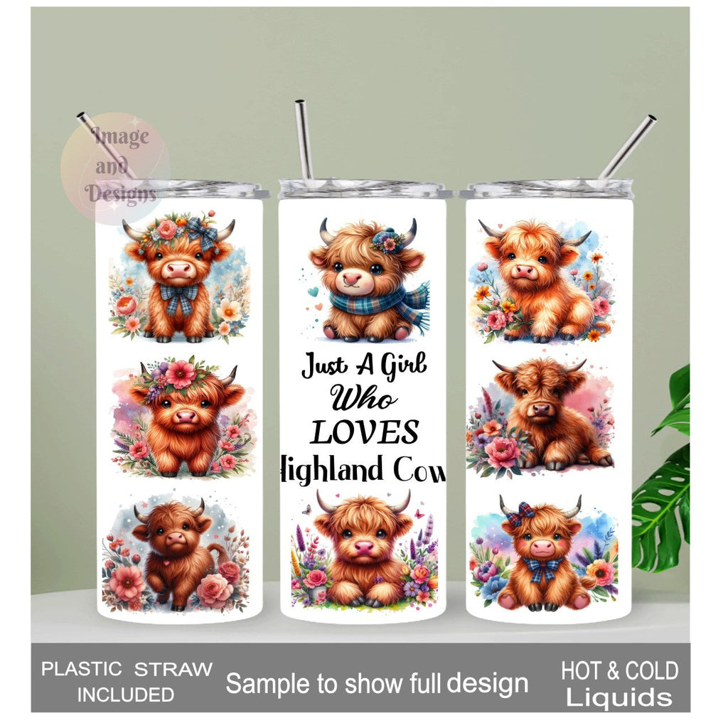 Just A Girl Who Loves Highland Cows 20oz Tumbler With Reusable Straw