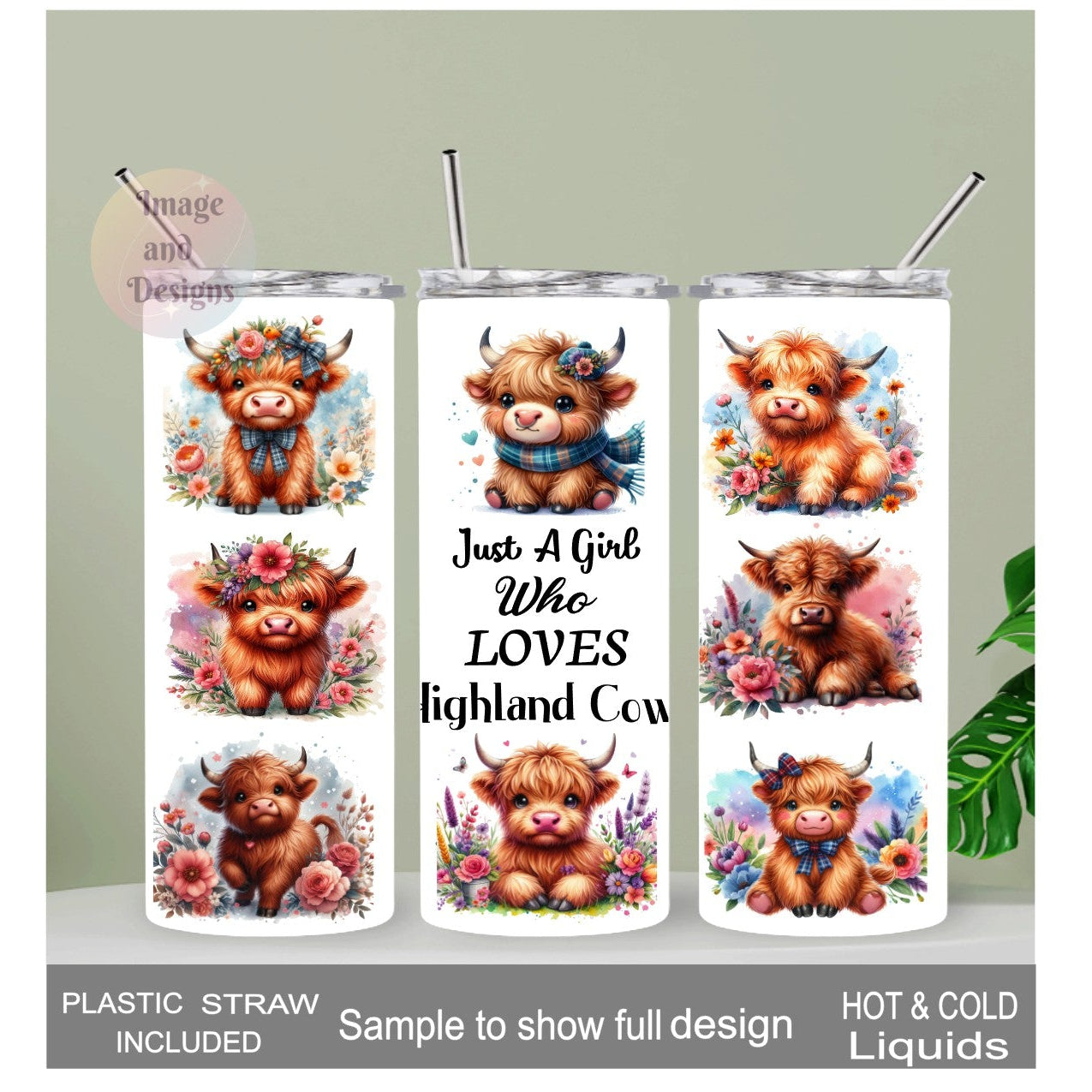 Just A Girl Who Loves Highland Cows 20oz Tumbler With Reusable Straw
