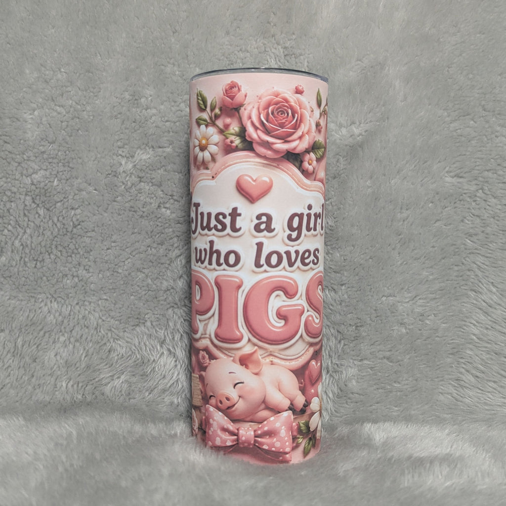 Just A Girl Who Loves Pigs 3D Design Tumbler With Reusable Straw